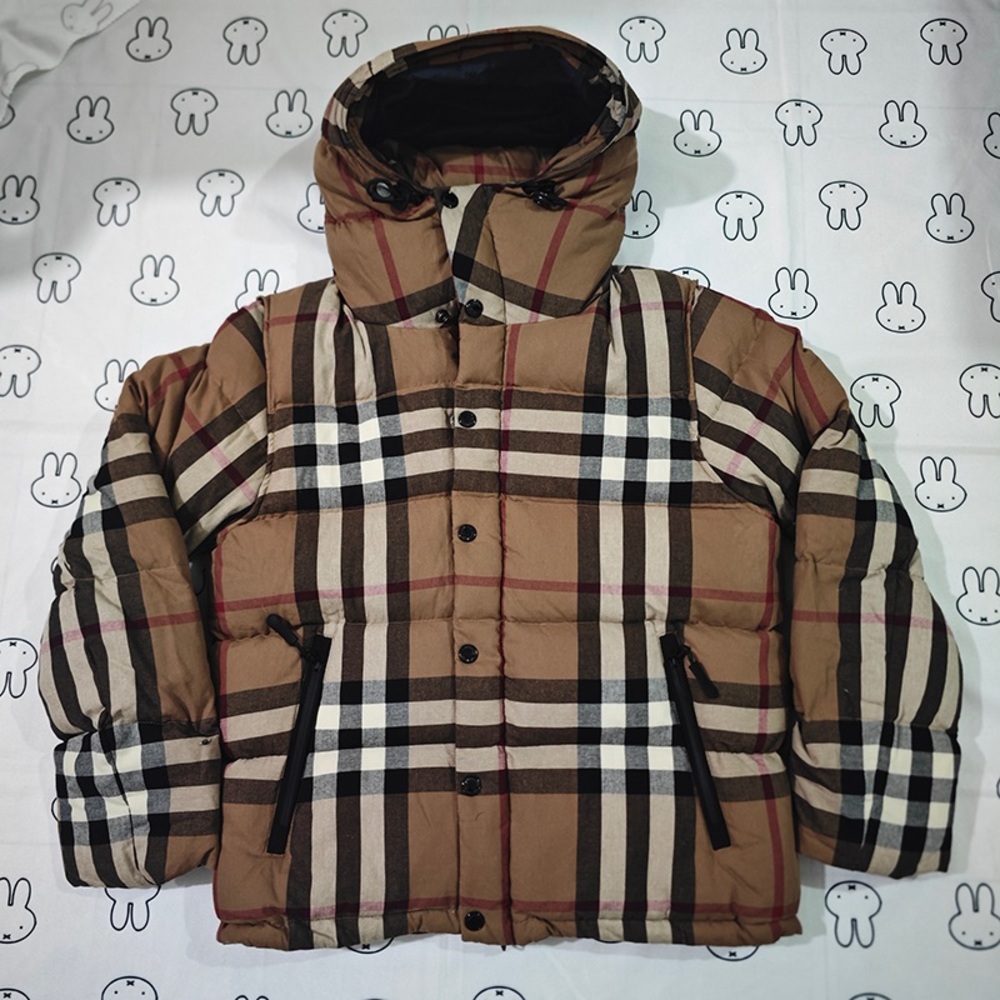 Burberry Tan Plaid Kids Puffer Jacket